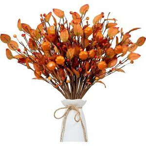 12pcs artificial fall picks berry stems pumpkin autumn centerpiece thanksgiving